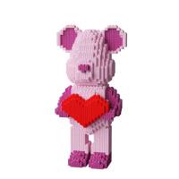 Lego Gấu Bearbrick 32cm Gấu Ôm Tim Màu Hồng